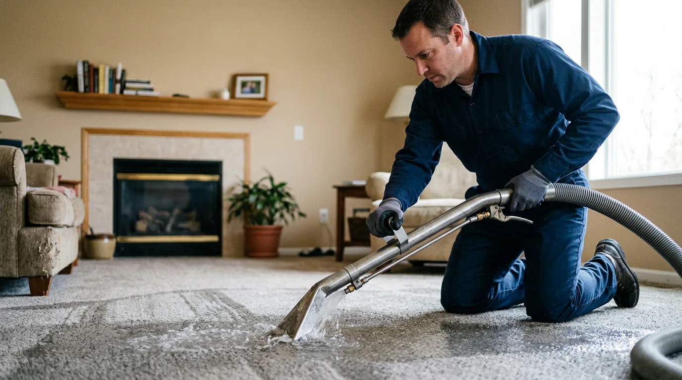 Water damage restoration technician working near Washburn, ND